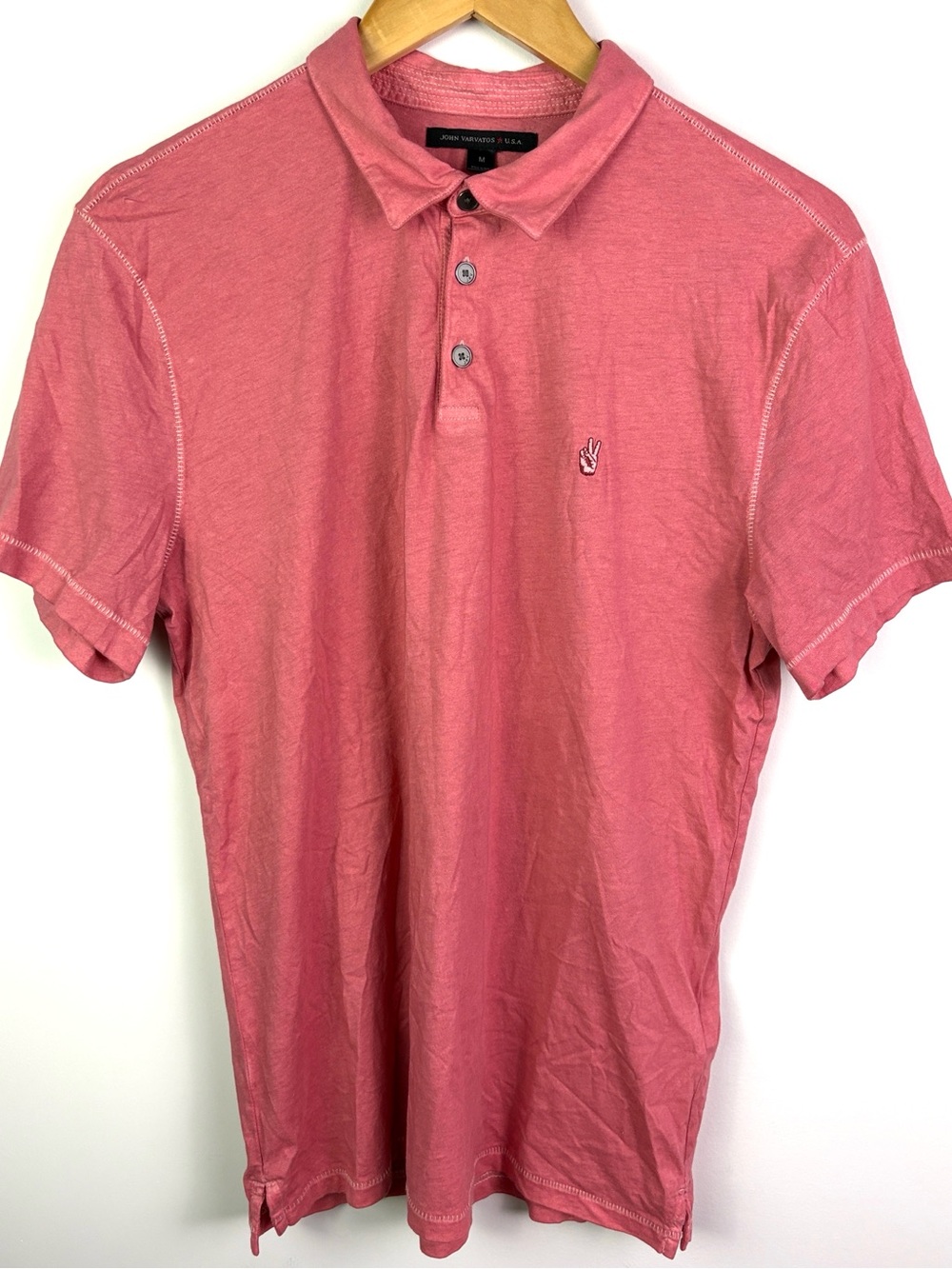 John Varvatos Men's Rose-Pink Short Sleeve Polo size M